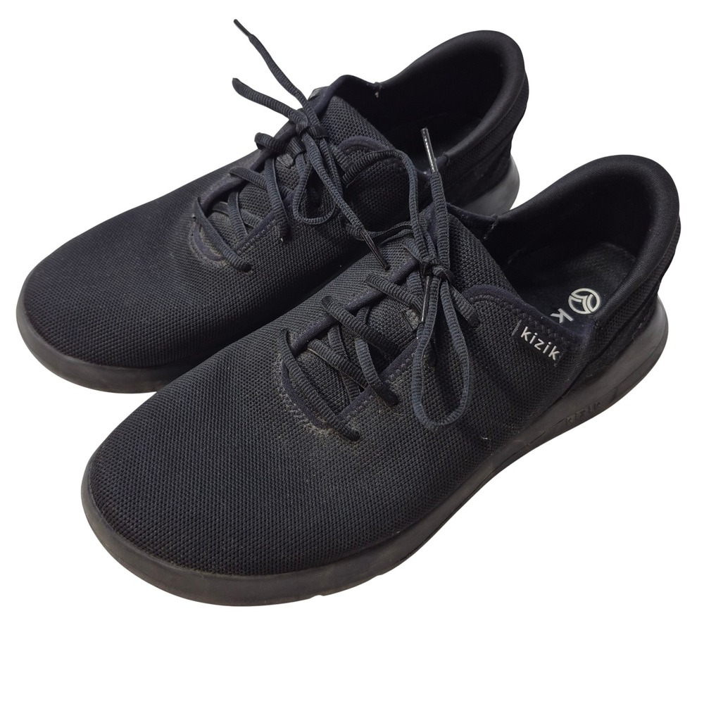 Kizik Madrid Eco Sneakers Mens 10.5 Wide Womens 12 Wide Black Knit Slip On Shoes